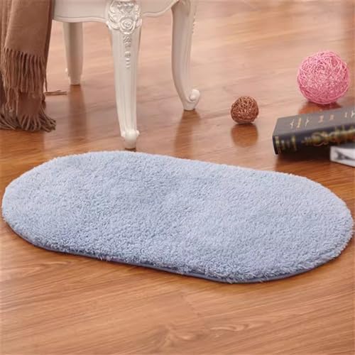 Reyox Badezimmerteppich Oval, Flauschig Badematte rutschfest, Weicher Absorbent Teppich für Badezimmer Wohnzimmer Schlafzimmer Silber Grau 80x160cm von Reyox