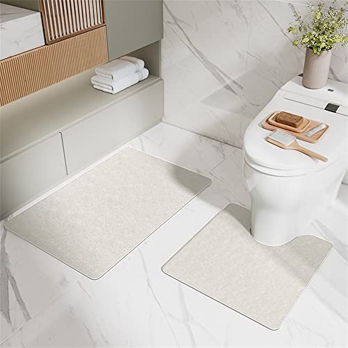 Reyox Badvorleger Set 2 Teilig, Kieselgur Badematte rutschfest, Badteppich Absorbierender Schnelltrocknende Beige 2 STK von Reyox