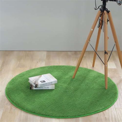 Reyox Flauschiger Kurzflor Uni Teppich Rund, Anti-Rutsch Waschbar Bodenmatte für Wohnzimmer Schlafzimmer Esszimmer Kinderzimmer Gras Grün 120 cm von Reyox