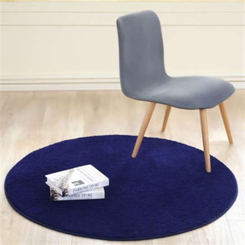 Reyox Flauschiger Kurzflor Uni Teppich Rund, Anti-Rutsch Waschbar Bodenmatte für Wohnzimmer Schlafzimmer Esszimmer Kinderzimmer Navy Blau 160 cm von Reyox