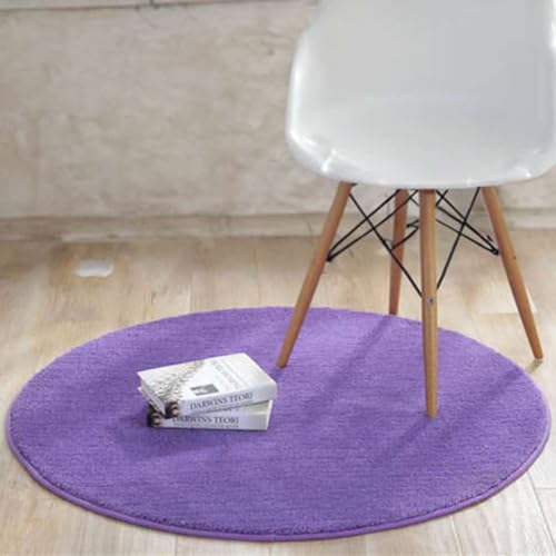 Reyox Flauschiger Kurzflor Uni Teppich Rund, Anti-Rutsch Waschbar Bodenmatte für Wohnzimmer Schlafzimmer Esszimmer Kinderzimmer Violett 150 cm von Reyox