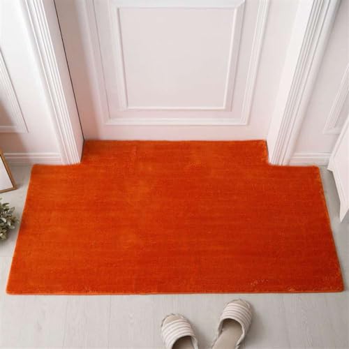 Reyox Fußmatte DInnen rutschfest, Waschbar Weich Flauschig Wasserabsorbierenden Teppich für Wohnzimmer Schlafzimmer Badezimmer Orange 50 x 80 cm von Reyox