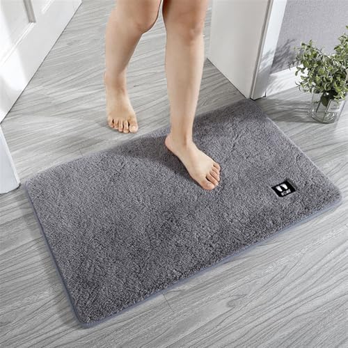 Reyox Plüsch Badezimmerteppiche für Dusche, Dicke Badematte für Dusche, rutschfest Weicher Heimdekor Fußmatte, Grau, 50x80cm von Reyox