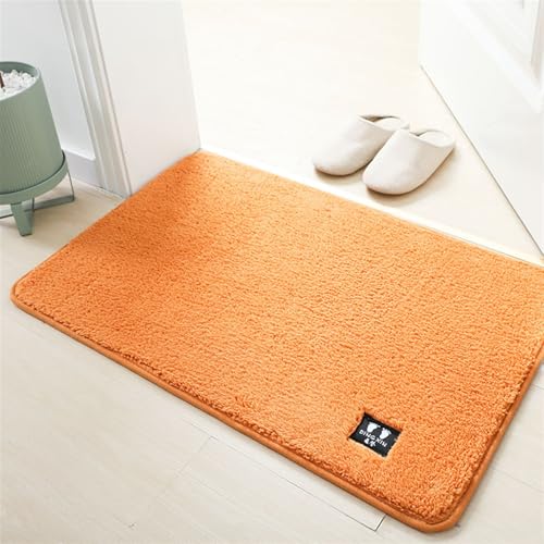 Reyox Plüsch Badezimmerteppiche für Dusche, Dicke Badematte für Dusche, rutschfest Weicher Heimdekor Fußmatte, Orange, 50x80cm von Reyox
