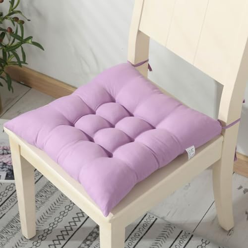 Reyox Quadratisch Sitzkissen für Indoor, Polyester Stuhlkissen mit Bändern Hellviolett 40 x 40 cm 4er Set von Reyox