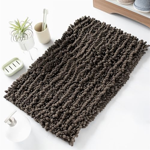 Reyox Saugfähige Chenille Badematte, Dicke Plüsch Badezimmerteppiche für Badewanne Weicher, Rutschfester Badteppich Heimdekor, Kaffee (Kurz & Hochflor), 70x140cm von Reyox