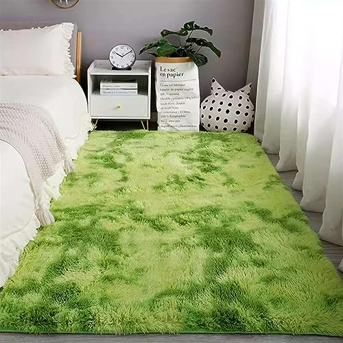 Reyox Shaggy Teppich Hochflor Langflor, Teppiche Modern rutschfest Pflegeleicht für Wohnzimmer Schlafzimmer Bettvorleger Tie Dye Grün 200 x 250 cm von Reyox