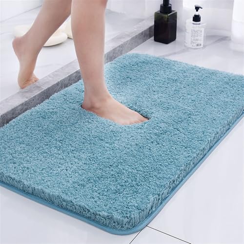 Reyox Superweiche Saugfähige Badematte, Dicke Badezimmerteppiche für Dusche, Fußmatte rutschfest und Schnelltrocknend, Staubiges Blau, 50x180cm von Reyox
