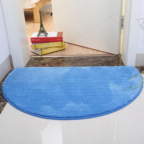 Reyox Teppich Halbkreis Hochflor Einfarbiges Flauschig Weich rutschfest für Wohnzimmer Schlafzimmer Küche Badezimmer Blau 50x100cm von Reyox