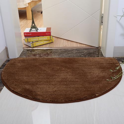 Reyox Teppich Halbkreis Hochflor Einfarbiges Flauschig Weich rutschfest für Wohnzimmer Schlafzimmer Küche Badezimmer Braun 60x120cm von Reyox