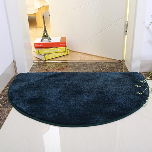 Reyox Teppich Halbkreis Hochflor Einfarbiges Flauschig Weich rutschfest für Wohnzimmer Schlafzimmer Küche Badezimmer Marineblaues 40x60cm von Reyox