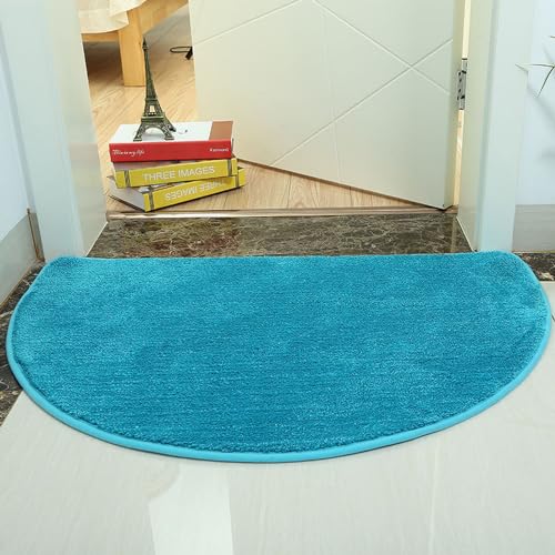 Reyox Teppich Halbkreis Hochflor Einfarbiges Flauschig Weich rutschfest für Wohnzimmer Schlafzimmer Küche Badezimmer Seeblaues 50x80cm von Reyox