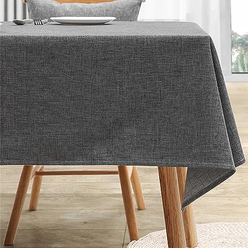 Reyox Tischdecke Baumwolle Leinen Tischwäsche Abwaschbar Fleckschutz für Home Küche Dekoration Schwarz Grau 120 x 170 cm Rechteckig von Reyox