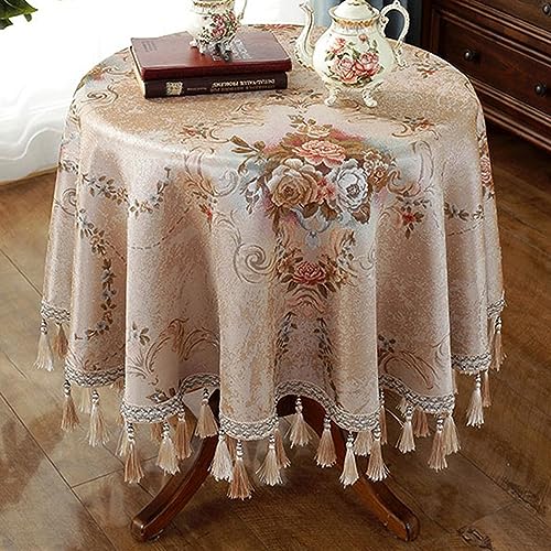 Reyox Tischdecke Jacquard Baumwolle Leinen Tischwäsche mit Quasten Eingefasst für Home Küche Dekoration Gold 140 x 220 cm Rechteckig Reyox Tischdecke Jacquard Baumwolle Leinen Tischwäsche mit Quasten Eingefasst für Home Küche Dekoration Gold 140 x 220 cm Rechteckig von Reyox