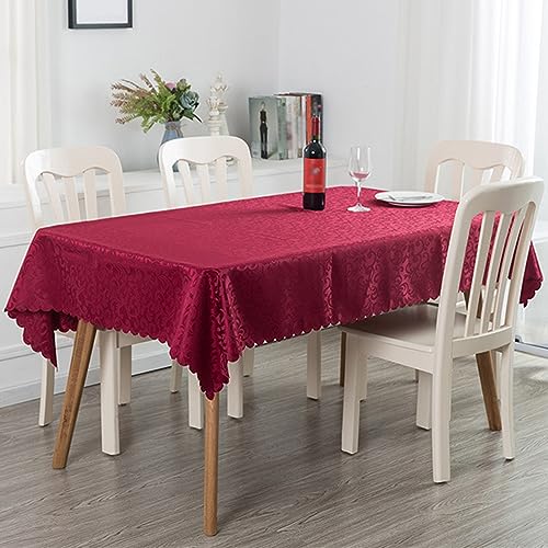 Reyox Tischdecke Polyester Blumenmuster Tischwäsche Fleckschutz Abwaschbar Tischtuch für Home Hochzeit Party Dekoration Weinrot 160 x 160 cm Rechteckig von Reyox