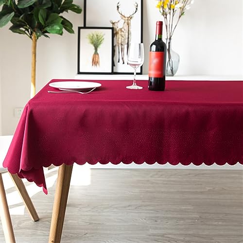 Reyox Tischdecke Polyester Tischwäsche Fleckschutz Abwaschbar Tischtuch für Home Hochzeit Party Dekoration Weinrot 140 x 180 cm Rechteckig von Reyox