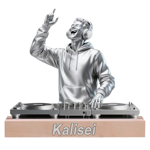 Personalisierte 2D-Druck Acryl DJ Player Schreibtisch Ornament Tafel, benutzerdefinierte Name DJ Musik Disc Player Mixer Plattenspieler Dekor Zeichen, Geschenk für Musikliebhaber Weihnachten (S-14) von Reyrijf