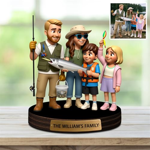 Reyrijf Benutzerdefinierte Angeln Foto 3D Cartoon Acryl Plaque Zeichen Schreibtisch Dekor, Erinnerungen Angeln Thema Bild Fotorahmen, Fisch Erinnerungen Bild Rahmen Dekor Geschenke für Vater Vatertag von Reyrijf