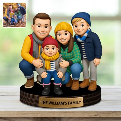 Reyrijf Benutzerdefinierte Foto 3D Cartoon Stil Schreibtisch Dekor Fotorahmen Zeichen Plakette, Personalzied Cartoon Portrait Bilderrahmen für Paar Hochzeit Familie Geburtstag Geschenke von Reyrijf