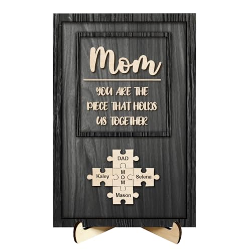 Reyrijf Personalisierte Mütter Tag Mama Familie Puzzle Zeichen Plakette, benutzerdefinierte hölzerne Mama MAMA Puzzle Geschenk, personalisierte Mütter Tag Oma Nana Geschenk von Reyrijf