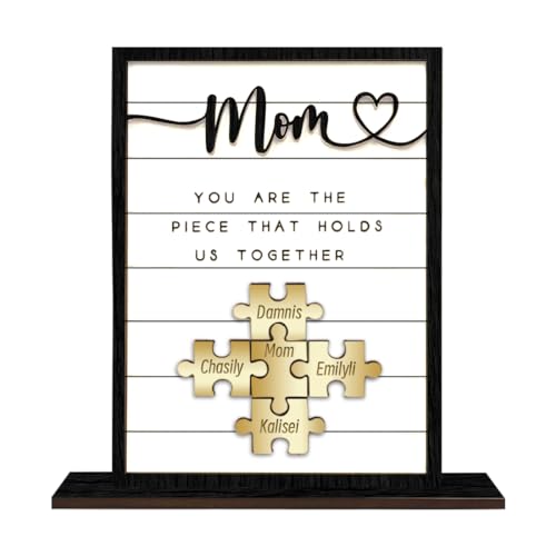 Reyrijf Personalisierte Mütter Tag Mama Familie Puzzle Zeichen Plakette, benutzerdefinierte hölzerne Mama MAMA Puzzle Geschenk, personalisierte Mütter Tag Oma Nana Geschenk von Reyrijf