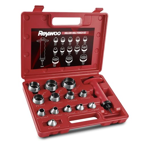 Reywoo Lochstanzer-Set, 14-teilig, Lochstanzer-Set, 5–35 mm, Dichtungstanzer-Set mit Splint-Stanzschaft von Reywoo