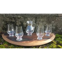 Fassdeckel Tablett Mit 4 Glencairn Gläsern Und 1 Krug - Whiskyfass Tablett Glaswaren Whisky Flugtablett Geschenk Für Männer von RezaWoodDesigns