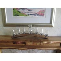 Whisky-Probiertablett Mit 6 Glencairn-Gläsern Und Wasserkrug von RezaWoodDesigns