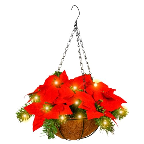 Rfeeuubft 1 Stück Weihnachts-Hängekorb mit Blumen und für Den Außenbereich, Veranda, Kunststoff + Metall, Weihnachts-Hängekorb, Weihnachtsdekoration Rfeeuubft 1 Stück Weihnachts-Hängekorb mit Blumen und für Den Außenbereich, Veranda, Kunststoff + Metall, Weihnachts-Hängekorb, Weihnachtsdekoration von Rfeeuubft