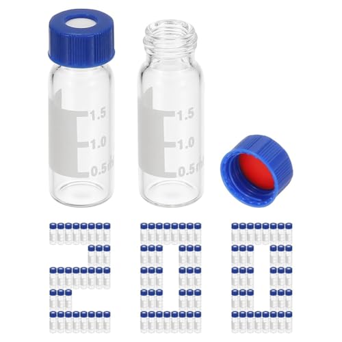Rfeeuubft 2 ml Autosampler-Ampulle, HPLC/Ampullen 9–425 Labor, transparente Fläschchen, Probenfläschchen, Schraubverschluss, Schreibflicken, 200 Stück Rfeeuubft 2 ml Autosampler-Ampulle, HPLC/Ampullen 9–425 Labor, transparente Fläschchen, Probenfläschchen, Schraubverschluss, Schreibflicken, 200 Stück von Rfeeuubft