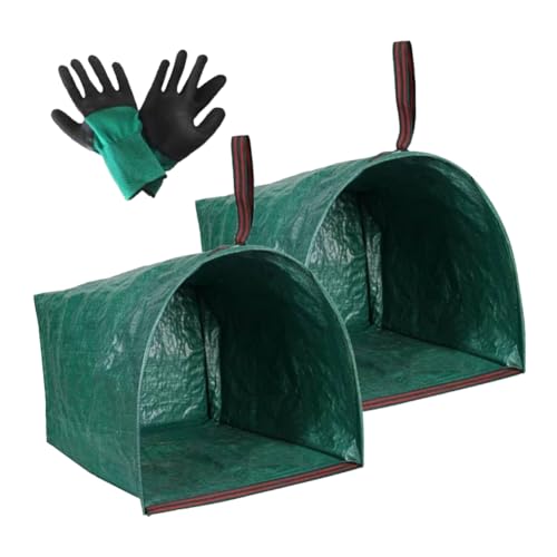 Rfeeuubft 2er-Pack 72 Gallonen Gartensäcke, Rasensäcke im Kehrschaufel-Stil mit Gartenhandschuhen, Laubsäcke für Gartenabfälle von Rfeeuubft