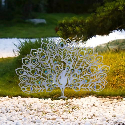 Rfeeuubft Gartenstecker Aus Metall in Form Eines Pfaus, Ausgehöhlte Pfauenstatue für Den Garten, Dekorative Pfauenstatue Aus Metall, Tier mit Ausgebreitetem Schwanz, Blau Rfeeuubft Gartenstecker Aus Metall in Form Eines Pfaus, Ausgehöhlte Pfauenstatue für Den Garten, Dekorative Pfauenstatue Aus Metall, Tier mit Ausgebreitetem Schwanz, Blau von Rfeeuubft