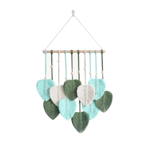Rfeeuubft Makramee-Wandbehang mit Blättern, Boho-Makramee-Wanddekoration, Wandbehang, Handgefertigt, Gewebte Blätter, Quasten, EIN Langlebiger Wandteppich von Rfeeuubft