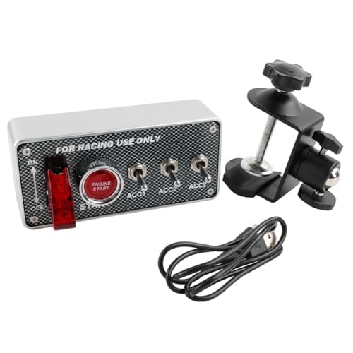 Rfeeuubft USB 12V Zündschalter Panel Zündung Drucktasten LED Kippschalter Panel Carbon ForAmerican Simracing Games von Rfeeuubft