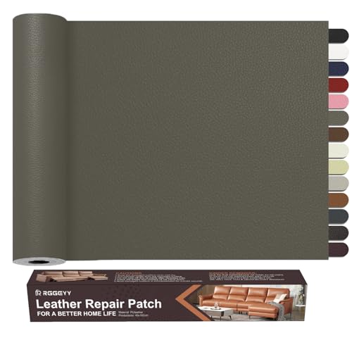 RggEyy Kunstleder Selbstklebend Grau, 40x160cm Leder Reparatur Set, Leder Patch, Selbstklebend Lederflicken Leather Repair für Sofa, Möbel, Autositze, Jacken, Handtaschen. von RggEyy