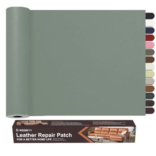 RggEyy Kunstleder Selbstklebend Hellgrau, 40x160cm Leder Reparatur Set, Leder Patch, Selbstklebend Lederflicken Leather Repair für Sofa, Möbel, Autositze, Jacken, Handtaschen. von RggEyy