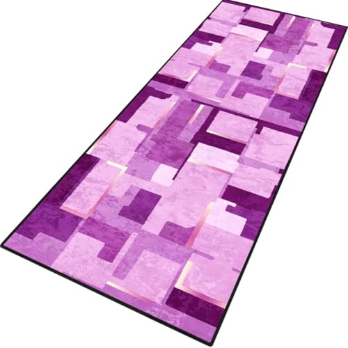 Rglxing Teppich Läufer Flur rutschfest Küchenteppich Fußmatte 100X100CM Waschbar Violett Modern Teppichläufer Meterware Schmutzfangmatte Teppichläufer für Flur Küche Eingang Wohnzimmer Schlafzimmer von Rglxing