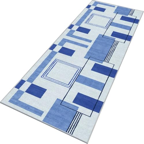Rglxing Teppich Läufer Flur rutschfest Küchenteppich Fußmatte 100X120CM Waschbar Blau Kariert Teppichläufer Meterware Schmutzfangmatte Teppichläufer für Flur Küche Eingang Wohnzimmer Schlafzimmer Rglxing Teppich Läufer Flur rutschfest Küchenteppich Fußmatte 100X120CM Waschbar Blau Kariert Teppichläufer Meterware Schmutzfangmatte Teppichläufer für Flur Küche Eingang Wohnzimmer Schlafzimmer von Rglxing