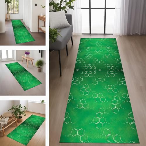 Rglxing Teppich Läufer Flur rutschfest Küchenteppich Fußmatte 100X150CM Waschbar Grün Grau Teppichläufer Meterware Schmutzfangmatte Teppichläufer für Flur Küche Eingang Wohnzimmer Schlafzimmer von Rglxing