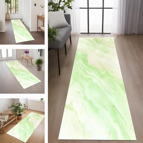 Rglxing Teppich Läufer Flur rutschfest Küchenteppich Fußmatte 100X450CM Waschbar Grün Teppichläufer Meterware Schmutzfangmatte Teppichläufer für Flur Küche Eingang Wohnzimmer Schlafzimmer von Rglxing
