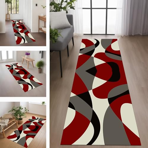Rglxing Teppich Läufer Flur rutschfest Küchenteppich Fußmatte 110X400CM Waschbar Rot Schwarz Teppichläufer Meterware Schmutzfangmatte Teppichläufer für Flur Küche Eingang Wohnzimmer Schlafzimmer Rglxing Teppich Läufer Flur rutschfest Küchenteppich Fußmatte 110X400CM Waschbar Rot Schwarz Teppichläufer Meterware Schmutzfangmatte Teppichläufer für Flur Küche Eingang Wohnzimmer Schlafzimmer von Rglxing