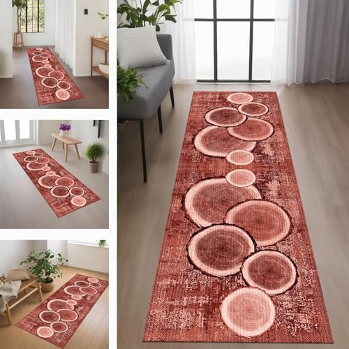 Rglxing Teppich Läufer Flur rutschfest Küchenteppich Fußmatte 110X500CM Waschbar Rot Schwarz Teppichläufer Meterware Schmutzfangmatte Teppichläufer für Flur Küche Eingang Wohnzimmer Schlafzimmer von Rglxing