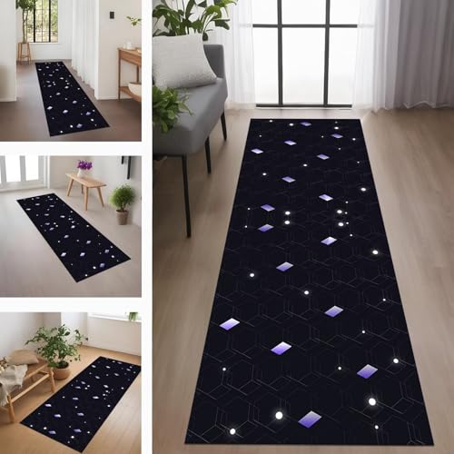 Rglxing Teppich Läufer Flur rutschfest Küchenteppich Fußmatte 110X500CM Waschbar Schwarz Violett Teppichläufer Meterware Schmutzfangmatte Teppichläufer für Flur Küche Eingang Wohnzimmer Schlafzimmer Rglxing Teppich Läufer Flur rutschfest Küchenteppich Fußmatte 110X500CM Waschbar Schwarz Violett Teppichläufer Meterware Schmutzfangmatte Teppichläufer für Flur Küche Eingang Wohnzimmer Schlafzimmer von Rglxing