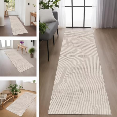 Rglxing Teppich Läufer Flur rutschfest Küchenteppich Fußmatte 40X120CM Waschbar Grau Braun Modern Teppichläufer Meterware Schmutzfangmatte Teppichläufer für Flur Küche Eingang Wohnzimmer Schlafzimmer von Rglxing