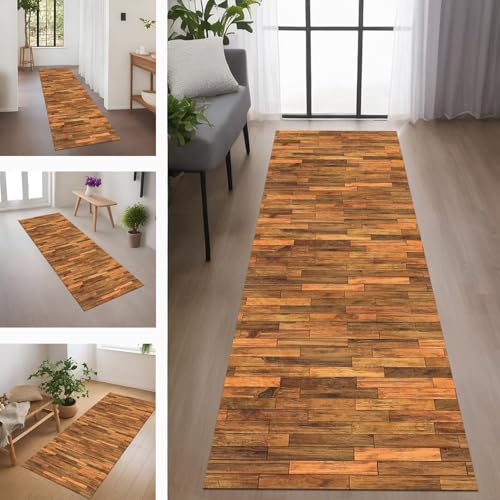 Rglxing Teppich Läufer Flur rutschfest Küchenteppich Fußmatte 40X180CM Waschbar Braun Orange Teppichläufer Meterware Schmutzfangmatte Teppichläufer für Flur Küche Eingang Wohnzimmer Schlafzimmer von Rglxing