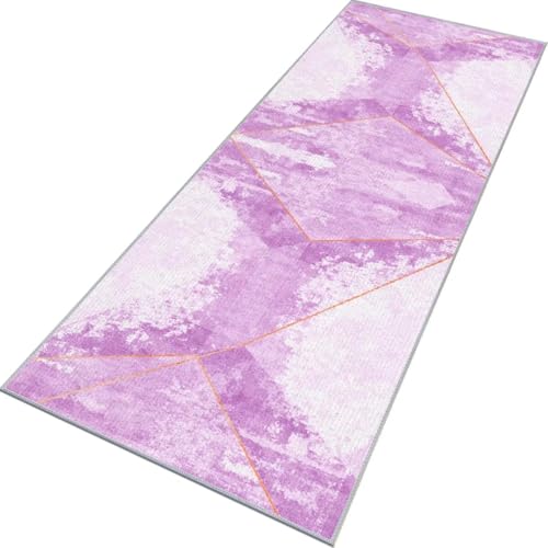 Rglxing Teppich Läufer Flur rutschfest Küchenteppich Fußmatte 40X280CM Waschbar Violett Teppichläufer Meterware Schmutzfangmatte Teppichläufer für Flur Küche Eingang Wohnzimmer Schlafzimmer von Rglxing