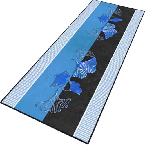 Rglxing Teppich Läufer Flur rutschfest Küchenteppich Fußmatte 40X60CM Waschbar Blau Schwarz Teppichläufer Meterware Schmutzfangmatte Teppichläufer für Flur Küche Eingang Wohnzimmer Schlafzimmer von Rglxing