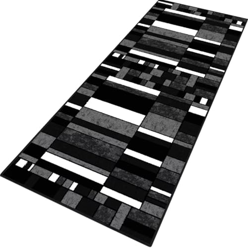 Rglxing Teppich Läufer Flur rutschfest Küchenteppich Fußmatte 40X60CM Waschbar Grau Schwarz Weiß Teppichläufer Meterware Schmutzfangmatte Teppichläufer für Flur Küche Eingang Wohnzimmer Schlafzimmer von Rglxing