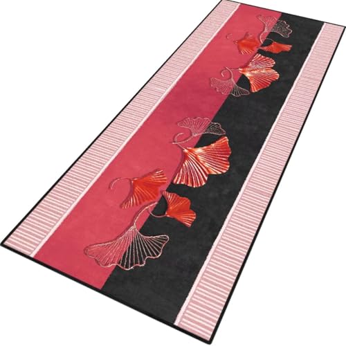 Rglxing Teppich Läufer Flur rutschfest Küchenteppich Fußmatte 40X60CM Waschbar Rot Schwarz Teppichläufer Meterware Schmutzfangmatte Teppichläufer für Flur Küche Eingang Wohnzimmer Schlafzimmer von Rglxing