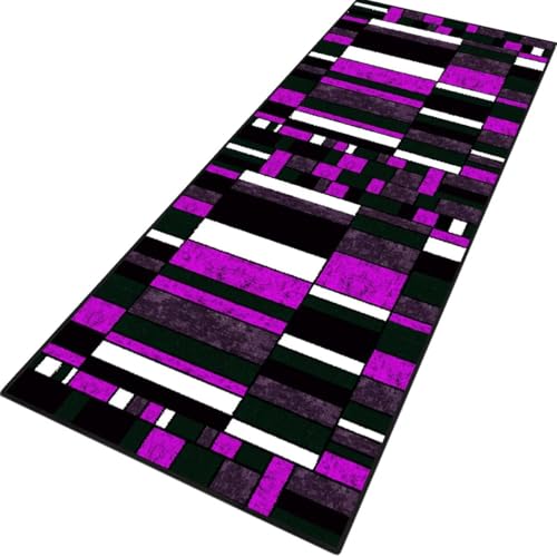 Rglxing Teppich Läufer Flur rutschfest Küchenteppich Fußmatte 40X60CM Waschbar Violett Schwarz Teppichläufer Meterware Schmutzfangmatte Teppichläufer für Flur Küche Eingang Wohnzimmer Schlafzimmer von Rglxing